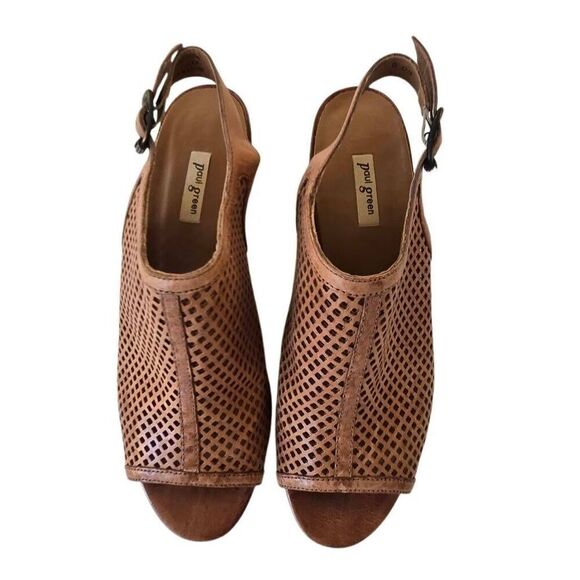 Paul Green Lois Perforated Leather Slingback Block Heel Sandal Size 8 - Picture 2 of 11